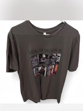 Graphic Halloween Tee - Charcoal Brown/Grey